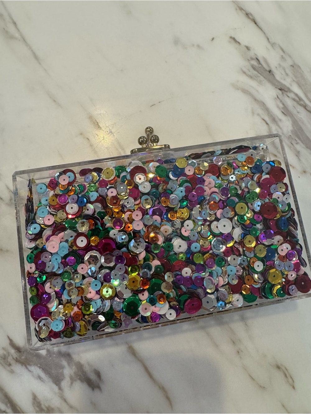 Sequin Confetti Clear Acrylic Clutch - Multicolor